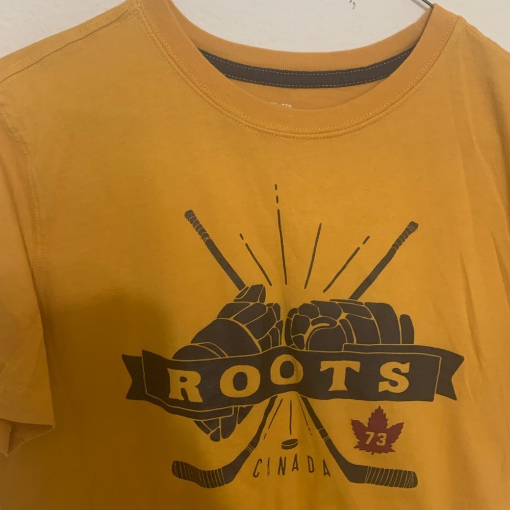 Kids Roots Mustard Hockey Graphic Tee